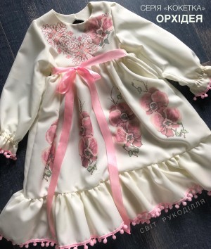 Пошита сукня на дівчинку для вишивання бісером або нитками серія КОКЕТКА Орхідея