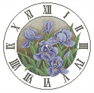 Схема для вишивки бісером годинника А3-К-150 Сині іриси