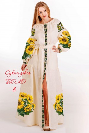 Пошита довга жіноча сукня для вишивання Бохо-8 Пошита ДЖС Бохо-8