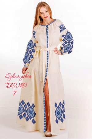 Пошита довга жіноча сукня для вишивання Бохо-7 Пошита ДЖС Бохо-7