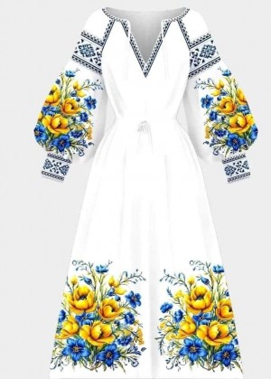 Пошита довга жіноча сукня для вишивання Бохо-11 Пошита ДЖС Бохо-11