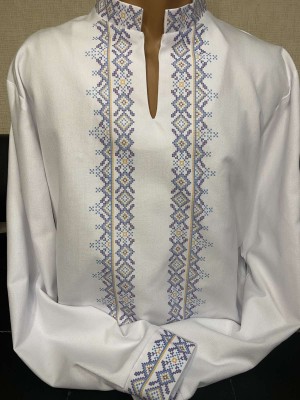 Пошита чоловіча сорочка для вишивання бісером або нитками К-411