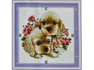 Набір для вишивання хрестом Годинник Цуценята
